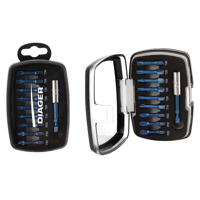 Coffret embouts blue-schoc 10pcs
PZ2(x2)-3 / TX15-20(x2)-25(x2)-30 + 1 PORTE EMBOUT