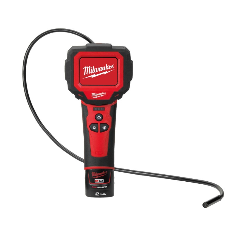 M12 IC 201CS - Caméra d'inspection 12V, 2,0Ah. Livré en Coffret, 1 Batterie 12 V - 2,0 Ah Red Li-Ion, Chargeur C12C, rallonge 90