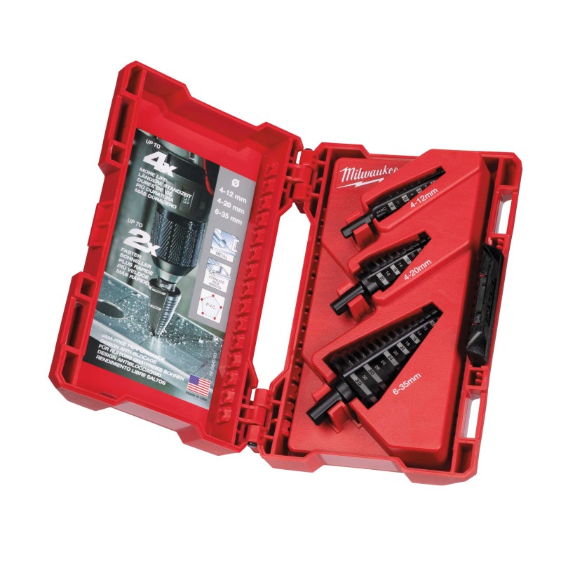 SET DE 3 FORETS ETAGES - Diam. 4 A 12MM, PAS DE 1MM - Diam. 4 A 20MM, PAS DE 2MM - Diam. 6 A 35MM, PAS DE 2MM & 3MM