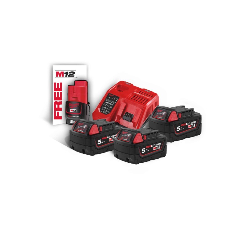 M18 NRG-503 - Pack NRJ 18V, 5,0 Ah R Red Lithium, système M18 + OFFERT 1 Batterie M12 2,0 Ah M18 NRG-503 - Pack NRJ 18V, 5,0 Ah R Red Lithium, système M18 + OFFERT 1 Batterie M12 2,0 Ah