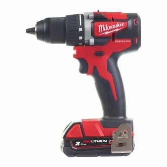 M18 CBLDD-202C - Perceuse Visseuse Compacte BRUSHLESS,18V, - 2,0Ah, 60 Nm. Livré en Coffret, 2 Batteries 18V 2,0Ah Red Li-Ion, c