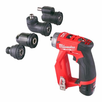 Perceuse Visseuse FUEL A mandrin amovible. Livré en HD box 2 Batteries 12 V - 2,0 Ah Red Li-Ion, 1 mandrin 13mm, 1 renvoi d'angl