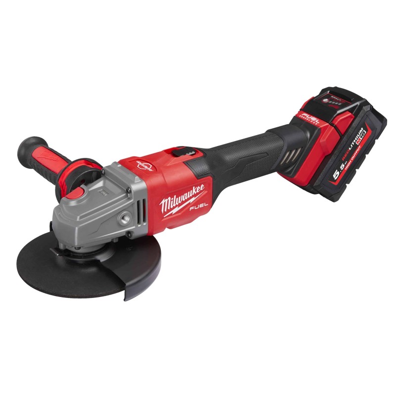 M18 FHSAG125XB-552X - Meuleuse d'Angle FUEL 18V , 5,5 Ah, 125mm DMS , Frein. Livré en HD Box, 2 Batteries 18V High Output 5,5Ah 