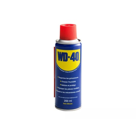 Bombe aérosol de 200ml de WD-40, produit multifonction pour dégripper, lubrifier et protéger les métaux.