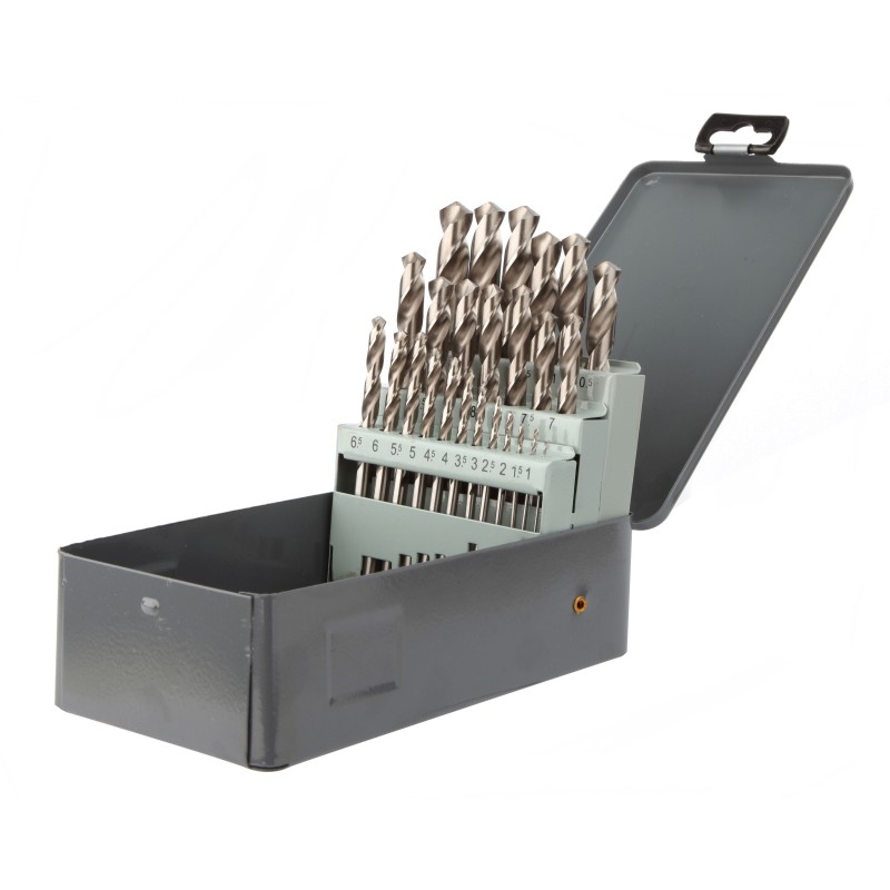 Coffret métallique 25 forets HSS meulé PRO din 338 angle 118° Ø1 à 13 mm par 0,5 mm Coffret métallique 25 forets HSS meulé PRO din 338 angle 118° Ø1 à 13 mm par 0,5 mm