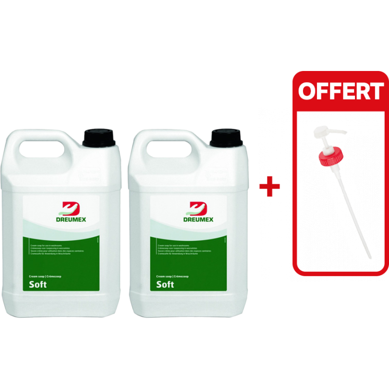 LOT DE 2 CREMES LAVANTE SOFT 5L + 1 POMPE OFFERTE