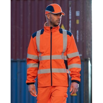 VESTE SOFTSHELL HAUTE VISIBILITE KANPA JAUNE/MARINE