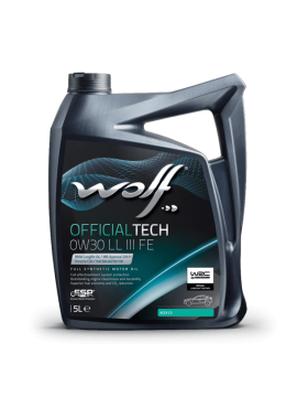 Huile moteur WOLF OFFICIALTECH 0W30 LL III FE, bidon de 5L – Référence 1044344