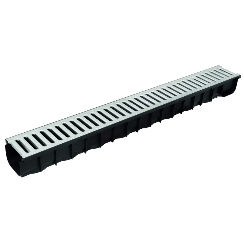 CANIVEAU MIDI AVEC GRILLE PASSERELLE EN ACIER GALVANISEE A15 MONTEE