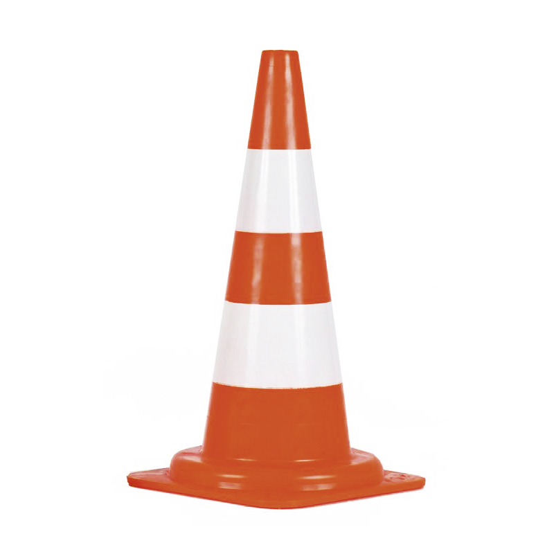 CONE DE SIGNALISATION PE ORANGE FLUO 50CM 2 BANDES BLANCHES BS50B