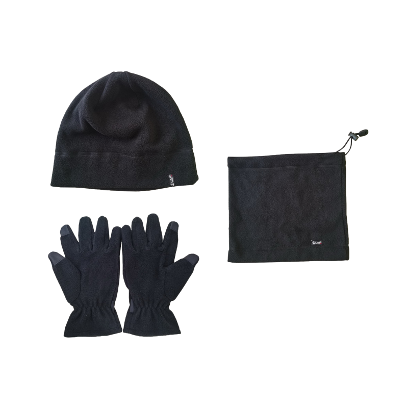 LOT TOUR DE COU+BONNET+GANTS ARTIC NOIR TAILLE UNIQUE