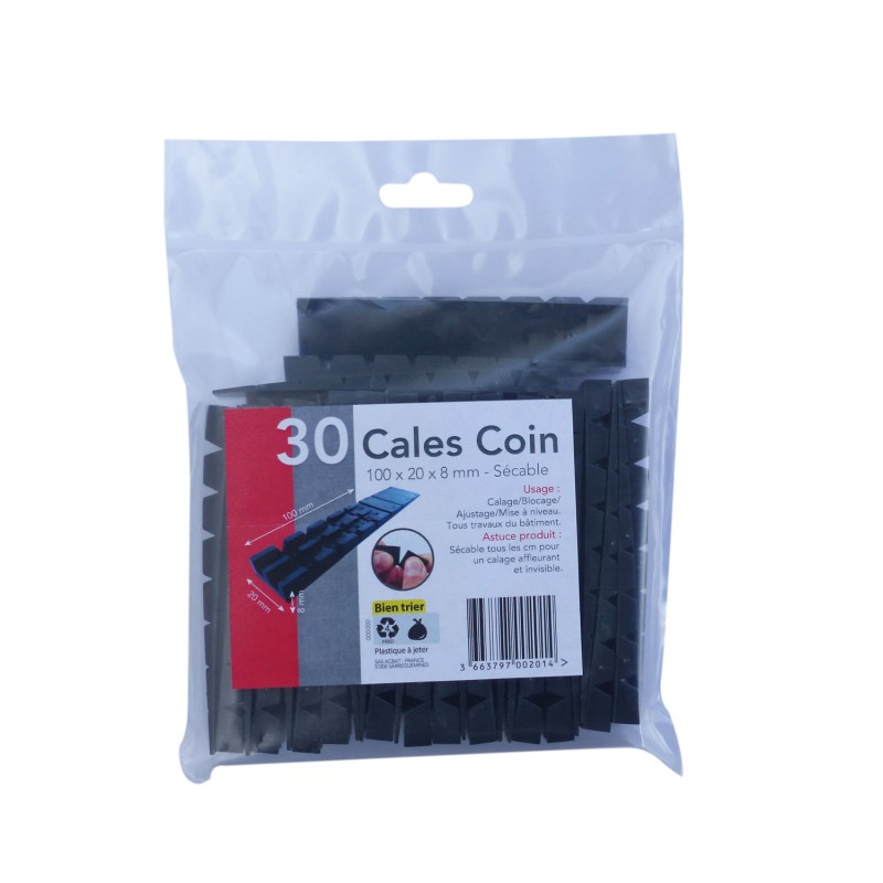 CALES COINS SECABLES PVC NOIR 100X20X8MM SACHET 30 PCS | ACBAT