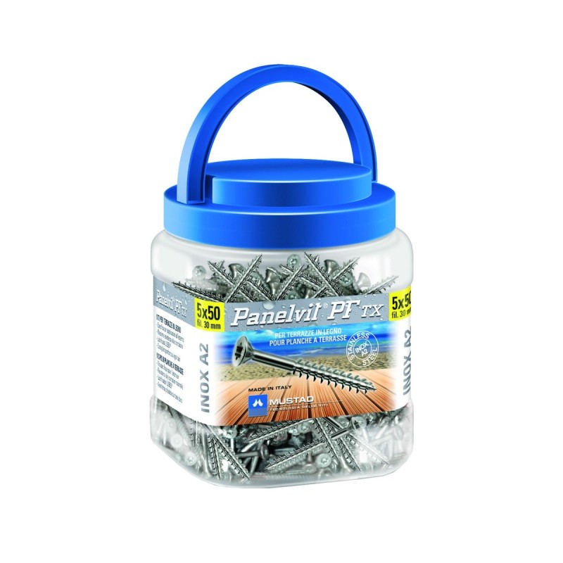 VIS TERRASSE INOX A2 PANELVIT® FP TR TX 5x50 + EMBOUT INOX | MUSTAD