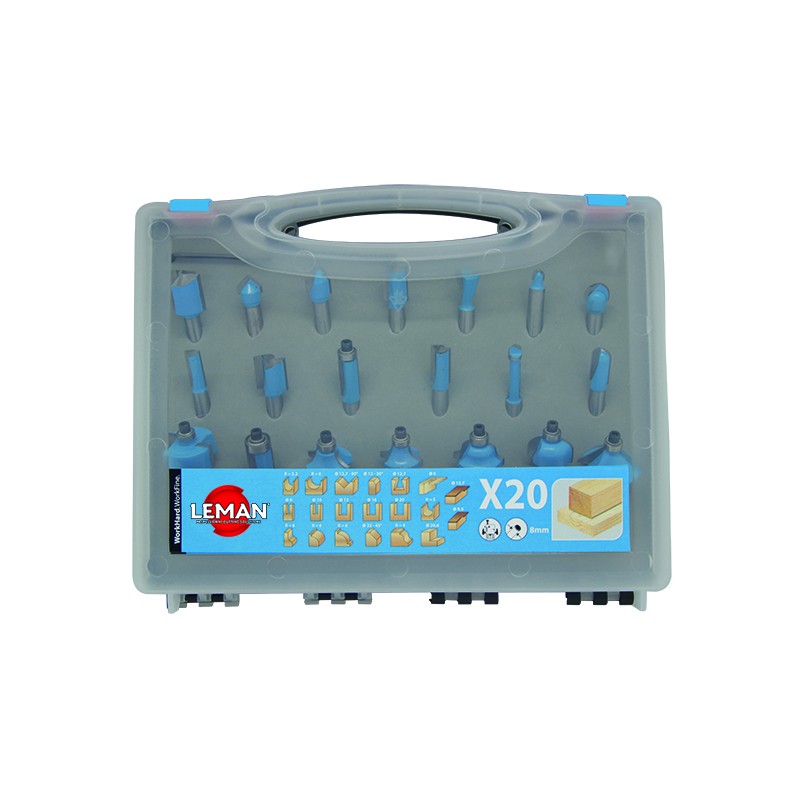 MECHE DE DEFONCEUSE ASSORTIES QUEUE 8 MM (COFFRET DE 20)