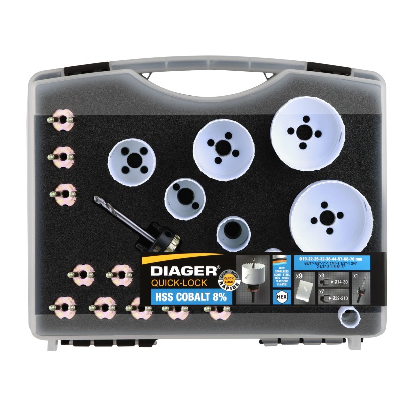 SCIE TREPAN HSS BI-METAL COBALT 8% MAINTENANCE QUICKLOCK (COFFRET DE 20)