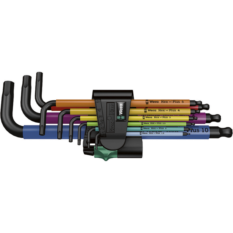 CLE MALE 6 PANS TETE SPHERIQUE 950/9 SPKL HEX-PLUS MULTICOLOUR 1 SB (JEU DE 9)