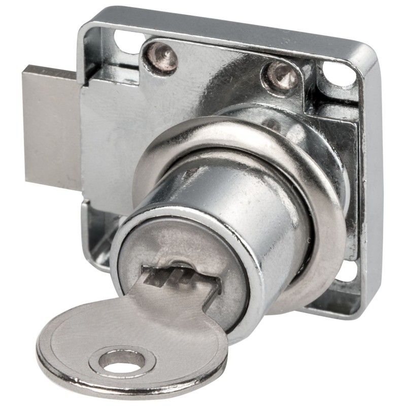 SERRURE DE MEUBLES ZAMACK CHROME LOK79 CYL19X20MM+2 CLES EN ACIER