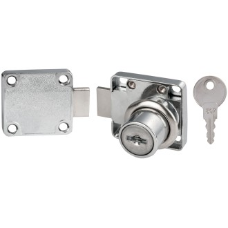 SERRURE DE MEUBLES ZAMACK CHROME LOK79 CYL19X20MM+2 CLES EN ACIER
