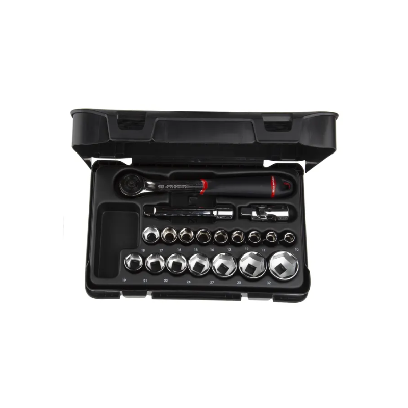 DOUILLE 1/2' 6 PANS METRIQUE (COFFRET DE 19 PIECES)