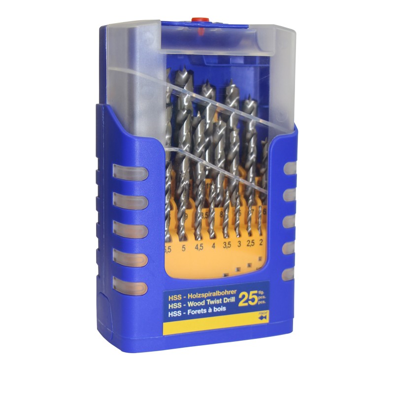MECHE A BOIS HSS 3 POINTES QUEUE CYLINDRIQUE (COFFRET DE 25)