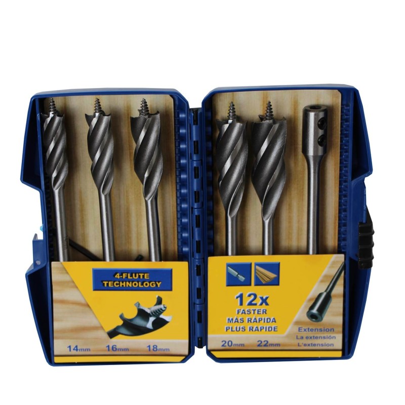 MECHE RAPIDE 4 SPIRALES 14 A 22 MM + RALLONGE (COFFRET DE 6)
