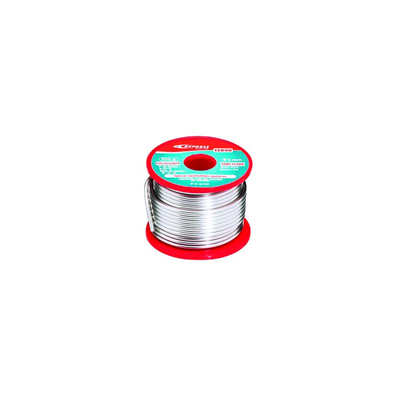 SOUDURE ETAIN POUR ASSEMBLAGE CANALISATION SANITAIRE - 200 G - BOBINE Ø 2 MM