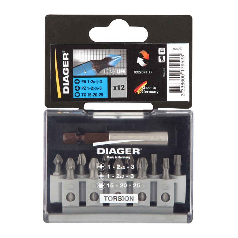 EMBOUT DE VISSAGE TORSION PZ PH TX (COFFRET DE 12 PIECES)