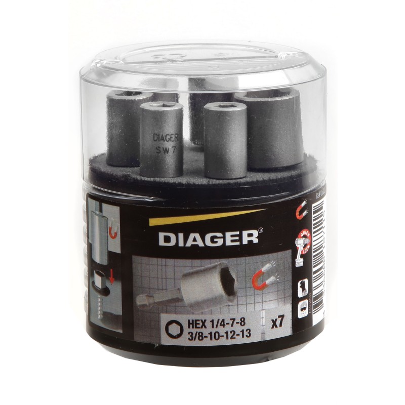 DOUILLE MAGNETIQUE PRO 50MM POUR VIS 6 PANS (COFFRET DE 7 PIECES)