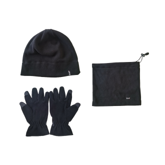LOT TOUR DE COU+BONNET+GANTS ARTIC NOIR TAILLE UNIQUE