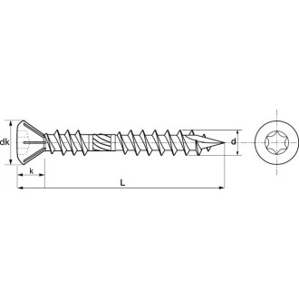 VIS POUR TERRASSES TETE FRAISEE 6 LOBES INOX A2